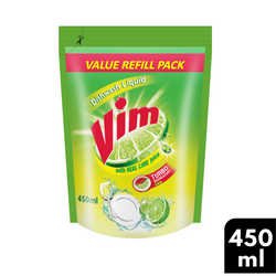 Vim Dishwash Liquid Refill Pouch 450ml