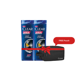 Clear Men Deep Cleanse Charcoal Shampoo Bundle with FREE Pouch