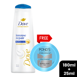Buy Dove Intense Repair Shampoo 180ml, and get a Ponds Super Light Gel !