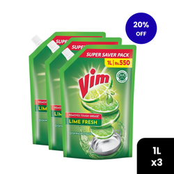 Vim Dishwash Liquid 1L x 3 Pack - 20% Off