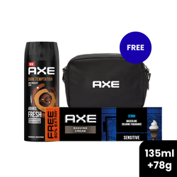 Buy Axe Shaving Cream Denim 78g, Axe Dark Temptation After Shave Lotion 100ml and get a FREE AXE Pouch !